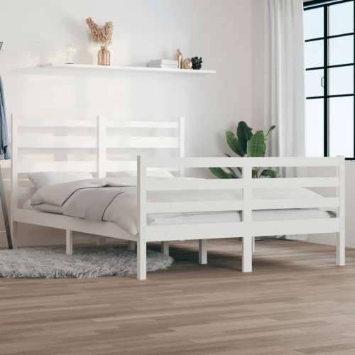 Okvir za krevet od masivne borovine 160 x 200 cm bijeli - Bijela 160 x 200 cm Cijena