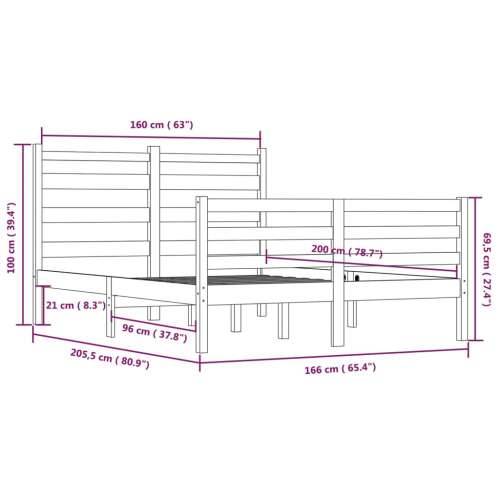 Okvir za krevet od masivne borovine 160 x 200 cm bijeli - Bijela 160 x 200 cm Cijena