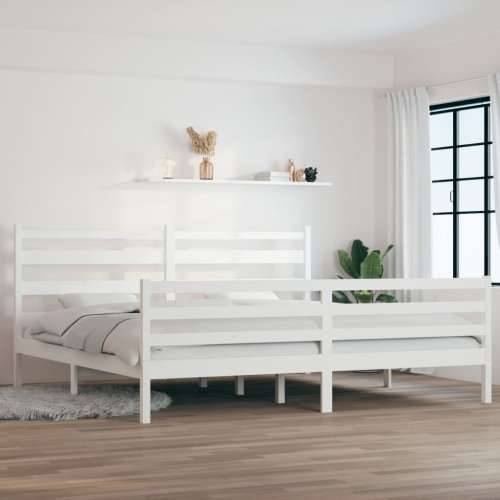 Okvir za krevet od masivne borovine 200 x 200 cm bijeli - Bijela 200 x 200 cm Cijena