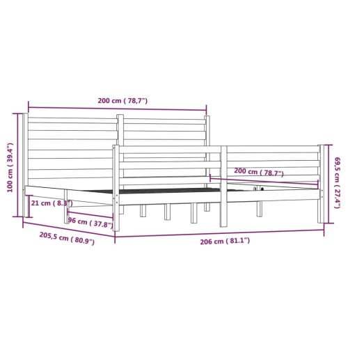 Okvir za krevet od masivne borovine 200 x 200 cm bijeli - Bijela 200 x 200 cm Cijena