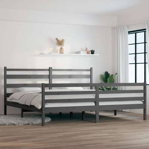 Okvir za krevet od masivne borovine 200 x 200 cm sivi - Siva 200 x 200 cm Cijena