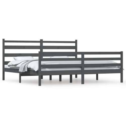 Okvir za krevet od masivne borovine 200 x 200 cm sivi - Siva 200 x 200 cm Cijena