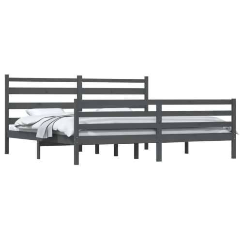 Okvir za krevet od masivne borovine 200 x 200 cm sivi - Siva 200 x 200 cm Cijena