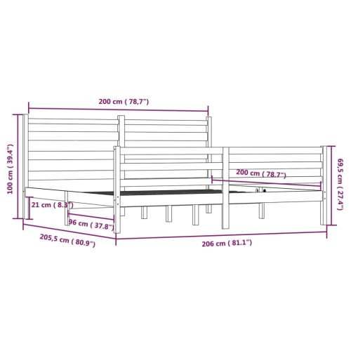Okvir za krevet od masivne borovine 200 x 200 cm sivi - Siva 200 x 200 cm Cijena