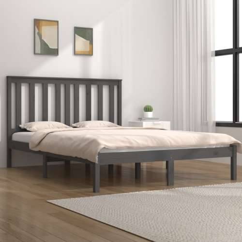 Okvir za krevet od masivne borovine sivi 200 x 200 cm - Siva 200 x 200 cm Cijena