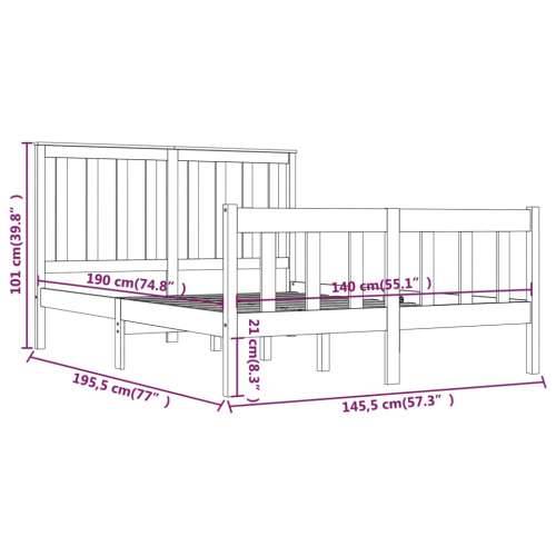 Okvir za krevet od masivne borovine crni 140 x 190 cm - Crna 140 x 190 cm Cijena