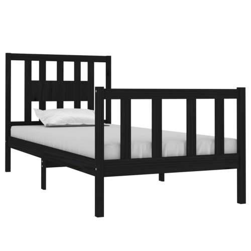 Okvir za krevet od masivnog drva crni 75 x 190 cm mali Crna 75 x 190 cm Cijena