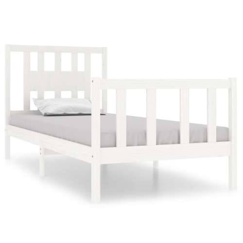 Okvir za krevet bijeli od masivnog drva 90 x 190 cm mali - Bijela 90 x 190 cm Cijena