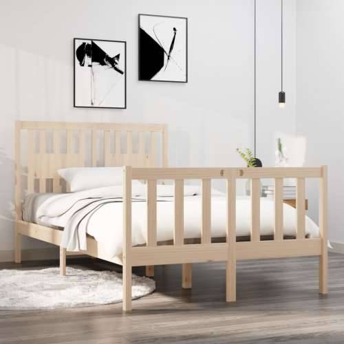 Okvir za krevet od masivnog drva 120 x 190 cm mali bračni - Prirodna 120 x 190 cm Cijena