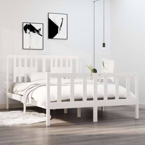 Okvir za krevet od masivnog drva bijeli 140 x 190 cm - Bijela 140 x 190 cm Cijena
