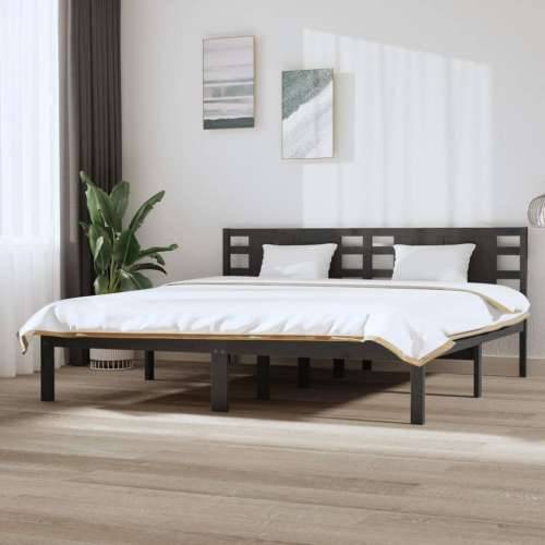 Okvir za krevet od masivne borovine sivi 200 x 200 cm - Siva 200 x 200 cm Cijena