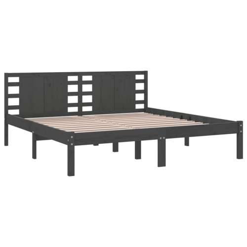Okvir za krevet od masivne borovine sivi 200 x 200 cm - Siva 200 x 200 cm Cijena