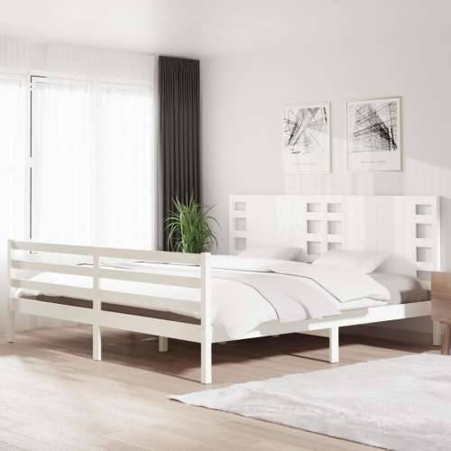 Okvir kreveta bez madraca bijeli 200x200 cm od masivne borovine - Bijela 200 x 200 cm Cijena
