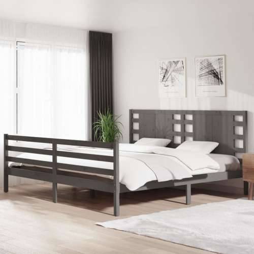 Okvir za krevet od masivne borovine sivi 200 x 200 cm - Siva 200 x 200 cm Cijena