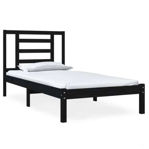 Okvir za krevet od masivnog drva crni 75 x 190 cm mali - Crna 75 x 190 cm Cijena