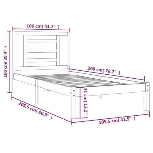 Okvir za krevet od masivne borovine crni 100 x 200 cm - Crna 100 x 200 cm Cijena