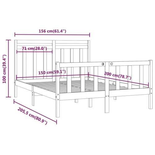 Okvir za krevet masivna borovina bijeli 150 x 200 cm bračni - Bijela 150 x 200 cm Cijena