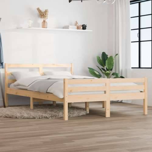 Okvir za krevet od masivnog drva 135 x 190 cm bračni - Prirodna 135 x 190 cm Cijena