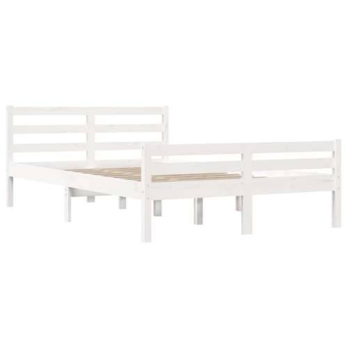 Okvir za krevet od masivnog drva bijeli 135x190 cm bračni - Bijela 135 x 190 cm Cijena