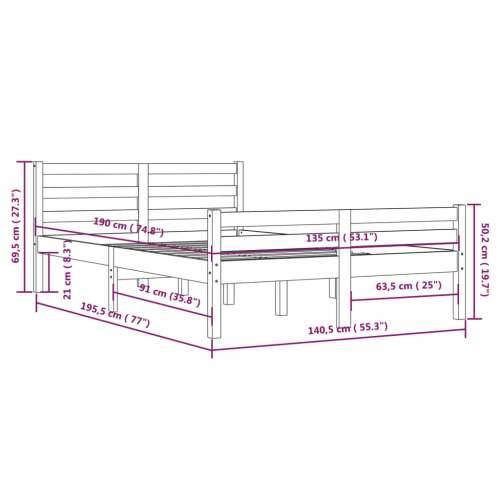 Okvir za krevet od masivnog drva bijeli 135x190 cm bračni - Bijela 135 x 190 cm Cijena