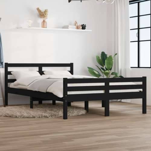 Okvir za krevet od masivnog drva crni 150 x 200 cm veliki - Crna 150 x 200 cm Cijena