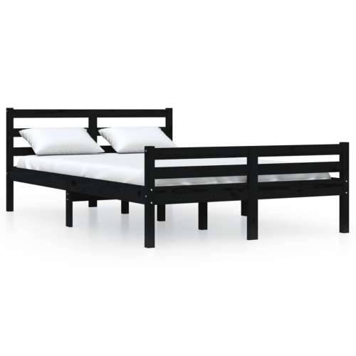 Okvir za krevet od masivnog drva crni 150 x 200 cm veliki - Crna 150 x 200 cm Cijena