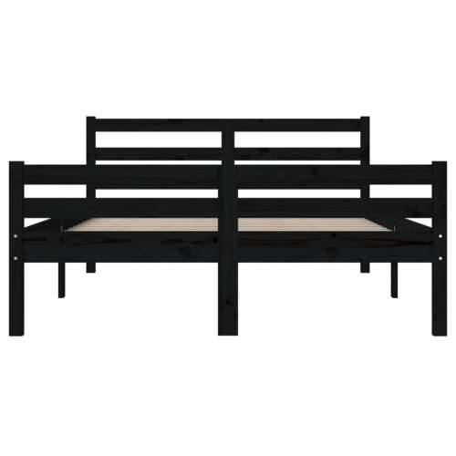 Okvir za krevet od masivnog drva crni 150 x 200 cm veliki - Crna 150 x 200 cm Cijena