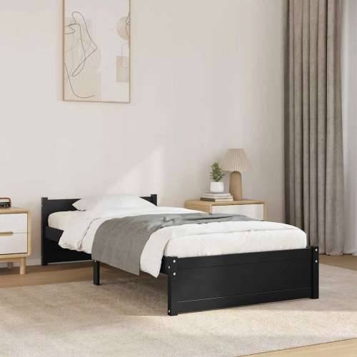 Okvir za krevet od masivnog drva crni 75 x 190 cm mali - Crna 75 x 190 cm Cijena