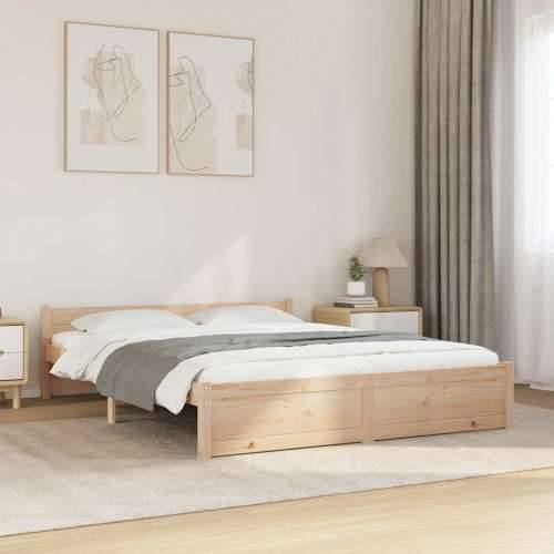 Okvir za krevet od masivnog drva 150 x 200 cm veliki bračni - Prirodna 150 x 200 cm Cijena