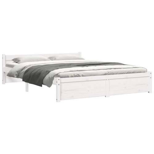 Okvir za krevet od masivne borovine bijeli 150 x 200 cm king - Bijela 150 x 200 cm Cijena