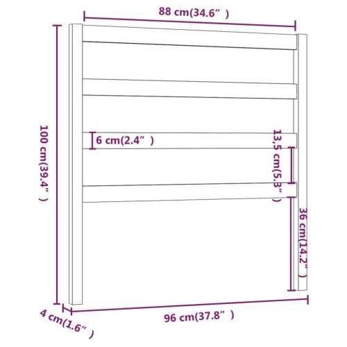 Uzglavlje za krevet sivo 96 x 4 x 100 cm od masivne borovine - Siva 96 x 100 cm 1 Cijena