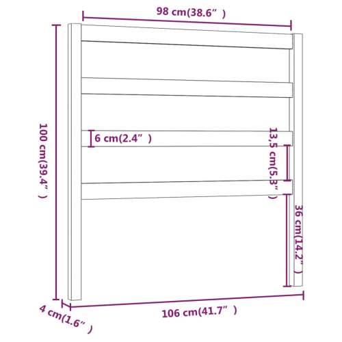Uzglavlje za krevet crno 106 x 4 x 100 cm od masivne borovine Crna 106 x 100 cm 1 Cijena