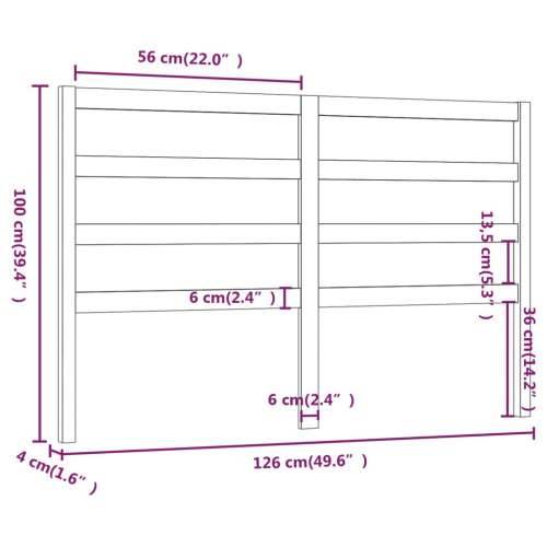 Uzglavlje za krevet sivo 126 x 4 x 100 cm od masivne borovine - Siva 126 x 100 cm 1 Cijena