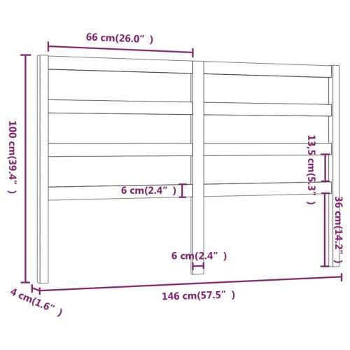 Uzglavlje za krevet sivo 146 x 4 x 100 cm od masivne borovine - Siva 146 x 100 cm 1 Cijena