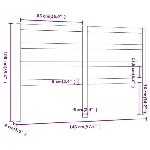Uzglavlje za krevet crno 146 x 4 x 100 cm od masivne borovine - Crna 146 x 100 cm 1 Cijena