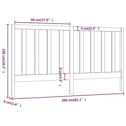 Uzglavlje za krevet 206 x 4 x 100 cm od masivne borovine - Prirodna 206 x 100 cm 1 Cijena