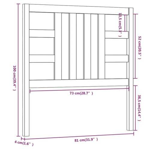 Uzglavlje za krevet 81 x 4 x 100 cm od masivne borovine Prirodna 81 x 100 cm 1 Cijena