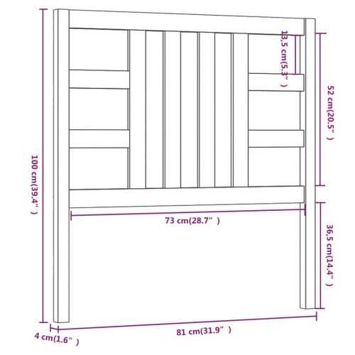 Uzglavlje za krevet crno 81 x 4 x 100 cm od masivne borovine Crna 81 x 100 cm 1 Cijena
