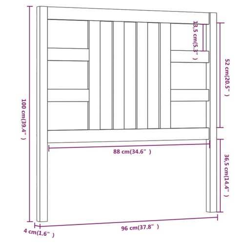Uzglavlje za krevet boja meda 96 x 4 x 100 cm masivna borovina - boja meda 96 x 100 cm 1 Cijena
