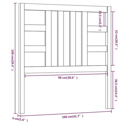 Uzglavlje za krevet sivo 106 x 4 x 100 cm od masivne borovine Siva 106 x 100 cm 1 Cijena