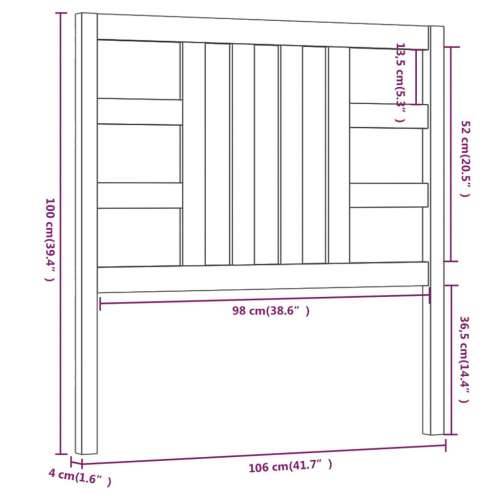 Uzglavlje za krevet crno 106 x 4 x 100 cm od masivne borovine - Crna 106 x 100 cm 1 Cijena