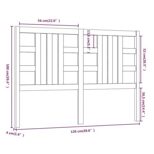 Uzglavlje za krevet 126 x 4 x 100 cm od masivne borovine - Prirodna 126 x 100 cm 1 Cijena