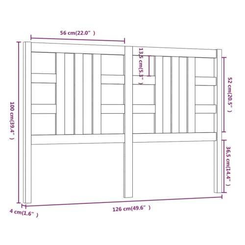 Uzglavlje za krevet sivo 126 x 4 x 100 cm od masivne borovine - Siva 126 x 100 cm 1 Cijena