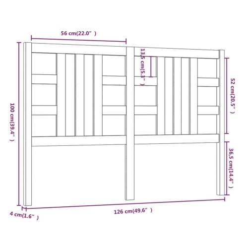 Uzglavlje za krevet crno 126 x 4 x 100 cm od masivne borovine - Crna 126 x 100 cm 1 Cijena