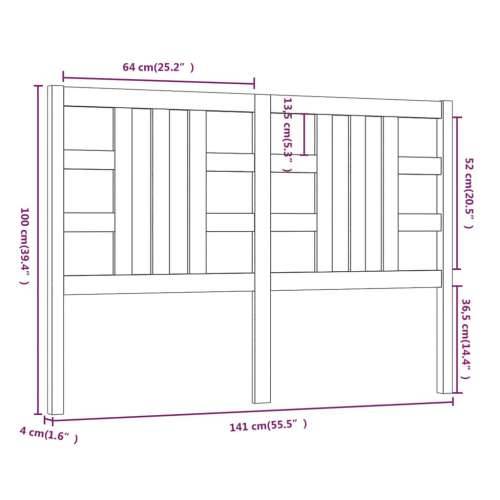 Uzglavlje za krevet 141 x 4 x 100 cm od masivne borovine - Prirodna 141 x 100 cm 1 Cijena