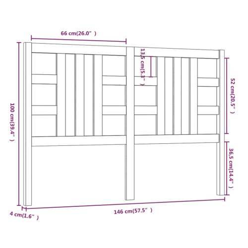 Uzglavlje za krevet bijelo 146 x 4 x 100 cm od masivne borovine - Bijela 146 x 100 cm 1 Cijena