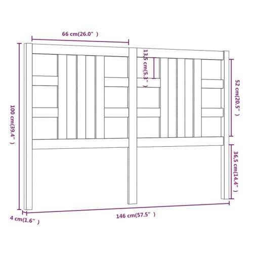 Uzglavlje za krevet sivo 146 x 4 x 100 cm od masivne borovine Siva 146 x 100 cm 1 Cijena