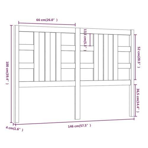 Uzglavlje za krevet boja meda 146 x 4 x 100 cm masivna borovina - boja meda 146 x 100 cm 1 Cijena