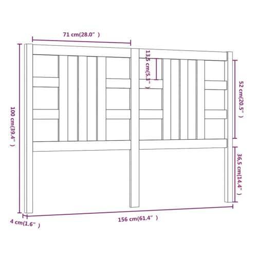 Uzglavlje za krevet bijelo 156 x 4 x 100 cm od masivne borovine - Bijela 156 x 100 cm 1 Cijena