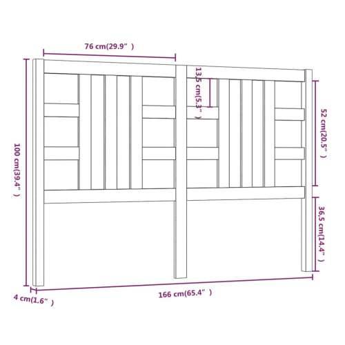 Uzglavlje za krevet boja meda 166 x 4 x 100 cm masivna borovina - boja meda 166 x 100 cm 1 Cijena